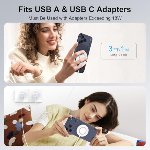 15W MagSafe Charger Magnetic Wireless Charger for iPhone 17 Pro Max/17 Pro - color: White-1