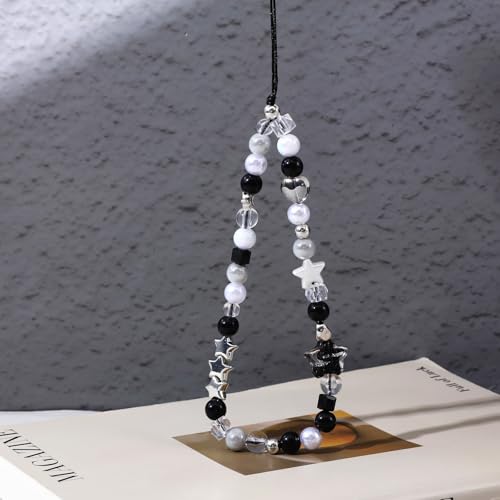 2PCS Beaded Camera Wrist Strap, Cool Black Star Phone Lanyard