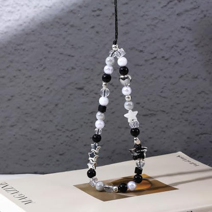 2PCS Beaded Camera Wrist Strap, Cool Black Star Phone Lanyard