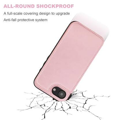 ONETOP for iPhone 17e/16e Wallet Case with Credit Card Holder,Pink | Kickstand,ID/Cash Holder,Case Wallet with Card Slots,Double Magnetic Clasp,Durable PU Leather Shockproof Cover for Women Men - color: Pink