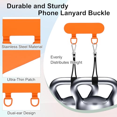 uxcell Double Ear Stainless Steel Clip Phone Lanyard Tab Ultra-Thin Phone - color: Orange