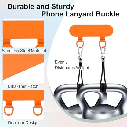 uxcell Double Ear Stainless Steel Clip Phone Lanyard Tab Ultra-Thin Phone - color: Orange