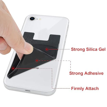 Senose Phone Wallet Stick On Card Holder, Pack of 6 - color: Black*2+White*2+Pink*2