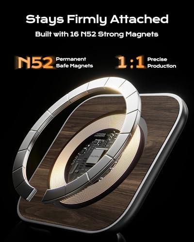 KU XIU Qi2.2 25W Magnetic Wireless Charger, Foldable 3 in 1 Travel Charging Station for iPhone 17/16/15/14/13/12, 5W for Apple Watch & AirPods, Aluminum Alloy Design, with 45W GaN Adapter, Wood Grain - color: Wood Grain