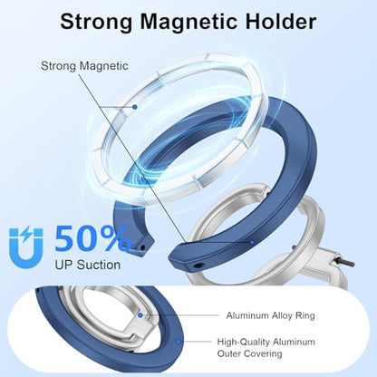 Magnetic Ring Holder for MagSafe Dual-Side Magnets Removable Gym Phone Grip - color: blue