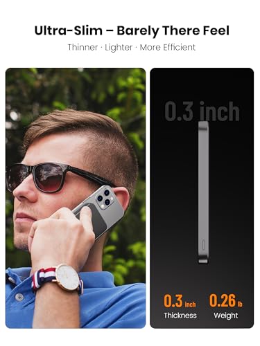 【Titanium Body & Ultra-Slim 0.3-Inch Design】 5000mAh Magnetic Power Bank with Titanium Body, Lightweight & Portable, Easy to Carry for Daily Use, Travel, and Emergencies - color: grey