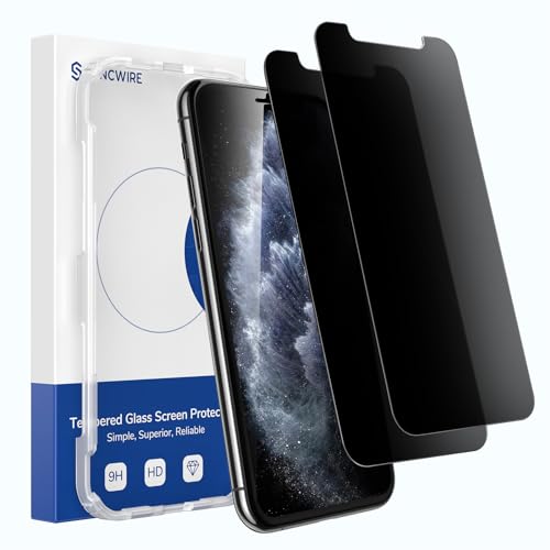 SYNCWIRE Privacy Screen Protector for iPhone 11 Pro/XS/X/10, [Pack of 2] Anti-Spy 9H Hardness Shatterproof Screen Protector, 3D Bubble-Free Protective Glass Privacy Screen Protector - size: for iPhone 11 Pro/X/XS-5.8"
