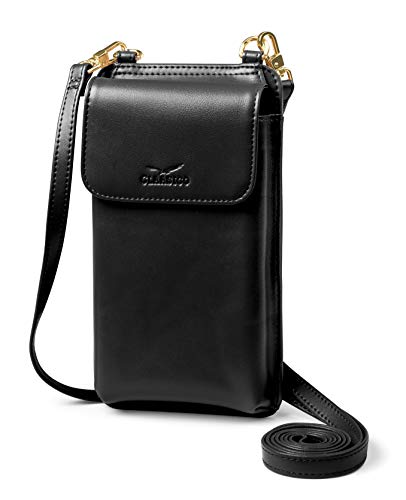 Crossbody Phone Purse for Women – RFID Phone Case Wallet w/Magnetic Closure & Separate Zipper Pocket Crossbody Bag - color: Black