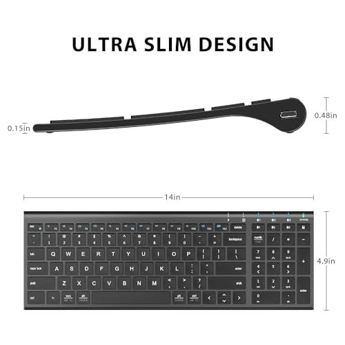 iClever BK10 Bluetooth Keyboard, Universal Bluetooth 5.1 Wireless Keyboard with Number Pad, Ergonomic Design, Multi-Device Compatibility, Stable Connection for Mac, iPad, iPhone, Android, Windows