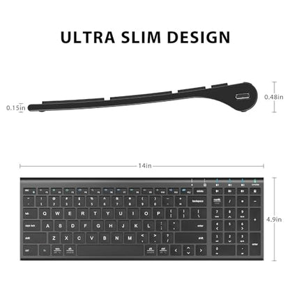 iClever BK10 Bluetooth Keyboard, Universal Bluetooth 5.1 Wireless Keyboard with Number Pad, Ergonomic Design, Multi-Device Compatibility, Stable Connection for Mac, iPad, iPhone, Android, Windows