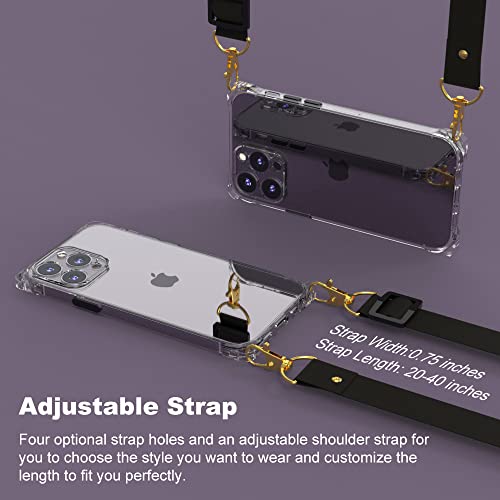 for iPhone 14 Pro Max Clear Case with Crossbody Strap, Slim Fit Shockproof Protective Phone Case with Anti-Lost Detachable Adjustable Shoulder Neck Lanyard Strap for Girls and Women - size: iPhone 14 Pro Max