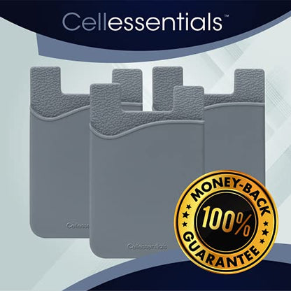 USA Merchant - Cellessentials Redesigned Card Holder - Silicone Stick on Cell Phone Wallet with Pocket for Credit Card ID Business Card - iPhone Android & Smartphones (Grey) - color: Grey
