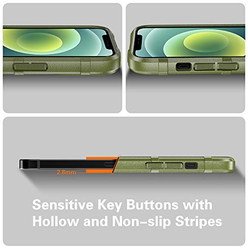 Rugged Shield TPU Thick Solid Armor Tactical Protective Case Compatible with iPhone 12 Mini (5.4 inches) - Army Green - color: Army Green, size: iPhone 12 mini