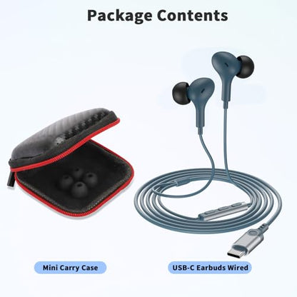 USB C Headphones Wired Earbuds for iPhone 18 Pro Max 17 16 15,Blue - color: Blue