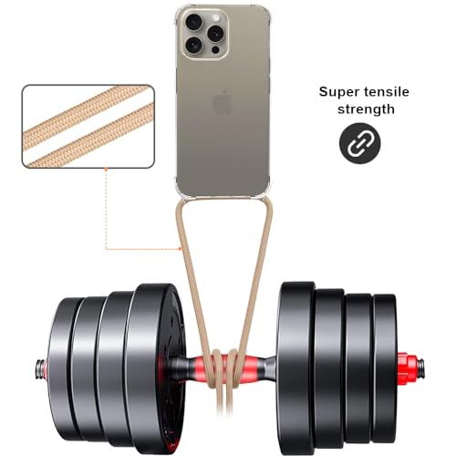 for iPhone 15 Pro Crossbody Case Clear Wearable Adjustable Shoulder Neck Lanyard Strap Cover Women Girls Soft Slim Protective Hanging Phone Mobile Case for iPhone 15 Pro - Beige - size: for iPhone 15 Pro