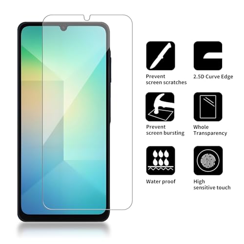 4 Pack Glass Screen Protector Compatible for Samsung Galaxy A06 / SM-A065F A065F/DS, A065M SA065M[9H Hardness]-HD Screen Tempered Glass, Scratch Resistant,[Case Friendly] [Bubble Free] - size: Galaxy A06