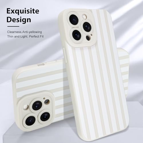 KANGHAR Compatible with iPhone 14 Pro Case Stripes -White | Silicone Cute Pattern, Camera Protection Soft Slim Phone Case for Phone Case - color: Stripes-White, size: iPhone 14 Pro