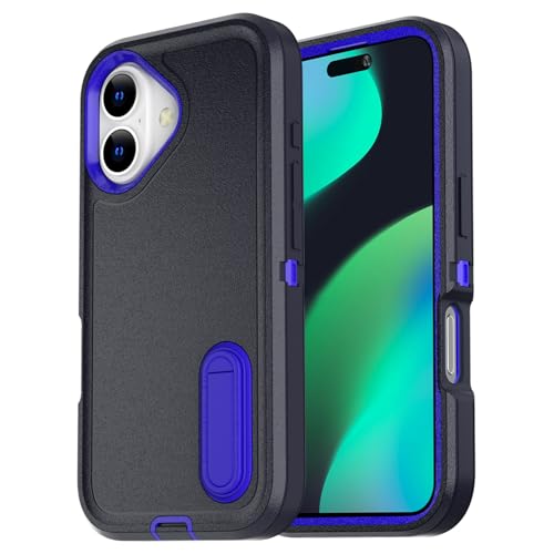 AICase for iPhone 16 Plus Case with Built-in Stand,Tripe Layer Heavy Duty Drop Protection Full Body Rugged Shockproof Military Protective Tough Durable Phone Cover for iPhone 16Plus 6.7"_6 - color: Prussian Blue with Built-in Stand