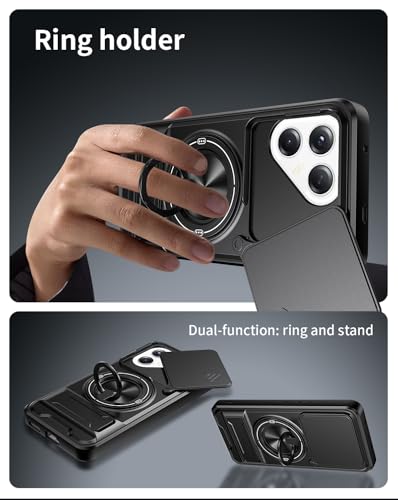 Compatible with Tecno Pova 7 Ultra 5G Case Cover,Compatible with Tecno Pova 7 Ultra 5G with Slide Camera Cover Phone Stand Protective Case Black - color: Black, size: Compatible with Tecno Pova 7 Ultra 5G