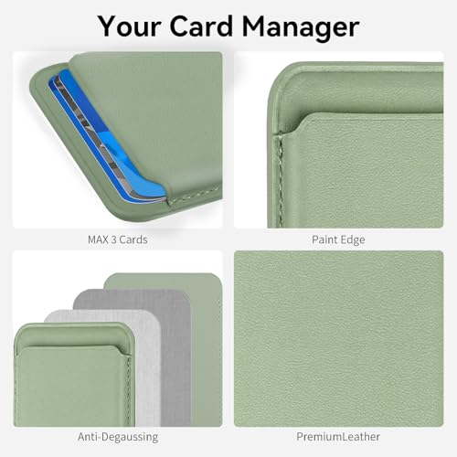 2Pack Magnetic Wallet Cell Phone Card Holder for Phone Case with Mag-Safe, Stronger Magnetic RFID Leather Phone Wallet Stick on Series of iPhone 17/16/15/14/13/12 and Pro/Promax,2-Pack White - color: Matcha Green, size: 2 Pack