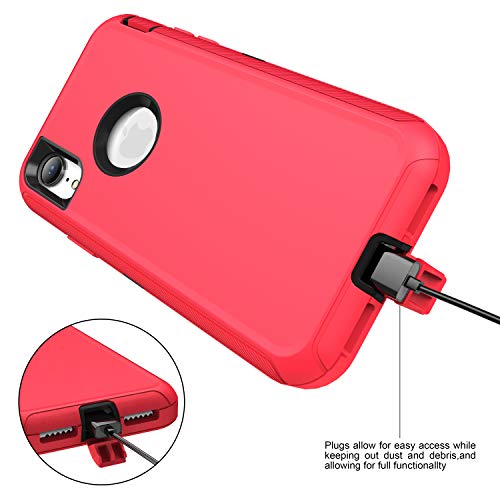 MXX Compatible with iPhone Xr Case, 3-Layer Super Protective Full Heavy Duty Body Tough Rugged Bumper Cover, Shock & Dust Proof, Designed for Apple Xr Phone Case 6.1" Red/Black - color: Red/Black