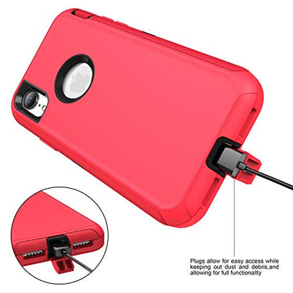MXX Compatible with iPhone Xr Case, 3-Layer Super Protective Full Heavy Duty Body Tough Rugged Bumper Cover, Shock & Dust Proof, Designed for Apple Xr Phone Case 6.1" Red/Black - color: Red/Black
