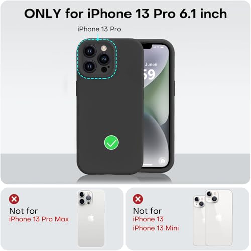 Vooii Compatible with iPhone 13 Pro Case, Liquid Silicone Upgrade [Camera Protection] [Soft Anti-Scratch Microfiber Lining] Shockproof Phone Case for iPhone 13 Pro 6.1 inch - Black - color: Black, size: iPhone 13 Pro
