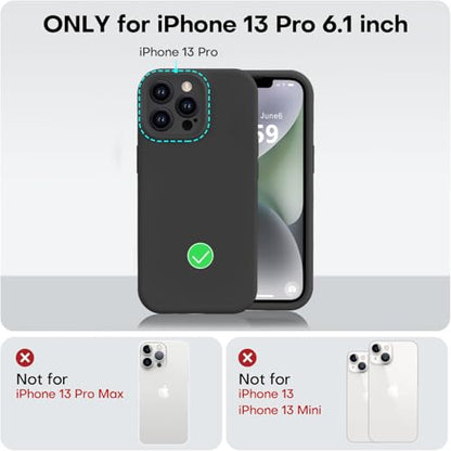 Vooii Compatible with iPhone 13 Pro Case, Liquid Silicone Upgrade [Camera Protection] [Soft Anti-Scratch Microfiber Lining] Shockproof Phone Case for iPhone 13 Pro 6.1 inch - Black - color: Black, size: iPhone 13 Pro