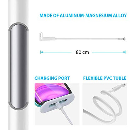 ZUSLAB Tablet Cell Phone Adjustable Universal Gooseneck Bed Lazy Holder Stand Mount - Flexible Arm 360 Mount Clip Bracket White - color: White