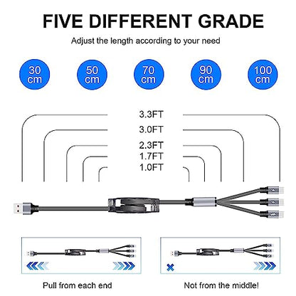 USB C Splitter Multi Charging Cable,3 in 1 Fast Charging Cord,3.3Ft 3 Pack - color: Grey