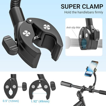 Metal Gooseneck Bike Phone Mount for Handlebar Fit 4.7-7" Smartphone