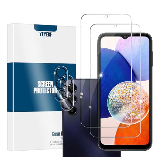 Galaxy A14 HD Clear Tempered Glass Screen Protector + Camera Lens Protectors, [2+2 Pack] [3D Glass] [Anti-Glare] [Bubble-Free] Screen Protector Glass For Samsung Galaxy A14 - size: Galaxy A14
