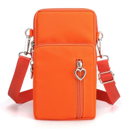 Small Crossbody Bag for Women - Mini Phone Purses with Crossbody Strap and Wallet - Nylon Arm Bag - color: A-orange