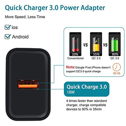 Quick Wall Charger Block 3A Android Phone Brick,9FT Fast Charging USB Type