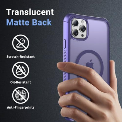 Magnetic for iPhone 11 Pro Max Case Heavy Duty Protection Dark Purple | Compatible with MagSafe,Military Grade Drop Protection,Translucent Matte,Non-Slip,Shockproof 2-Layer Durable Bumper Case - color: Dark Purple, size: iPhone 11 Pro Max