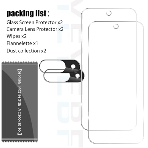 Screen Protector for Google Pixel 9, [2+2 Pack] Tempered Glass for Pixel 9 & Camera Lens Protectors[Ultrasonic Fingerprint Unlock] [Case Friendly] [Bubble-Free] 6.3 Inches - size: Google Pixel 9