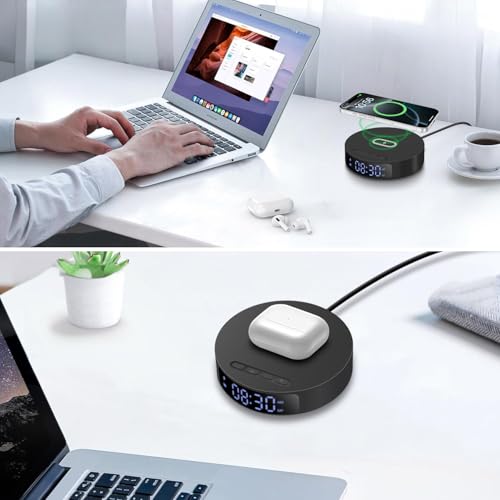 25W Max Fast Wireless Charger with Alarm Clock,Wireless Charging Pad - color: Black pad