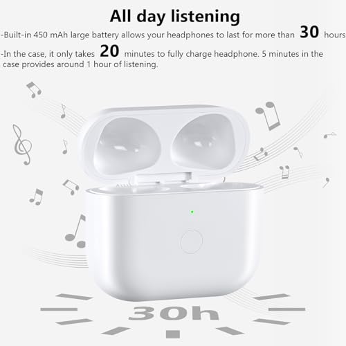 Wireless Charging Case Compatible with AirPod 4th Generation, Air Pod 4 Case Replacement with Bluetooth Pairing Sync Button, No Earbuds,White