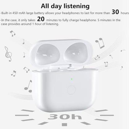 Wireless Charging Case Compatible with AirPod 4th Generation, Air Pod 4 Case Replacement with Bluetooth Pairing Sync Button, No Earbuds,White