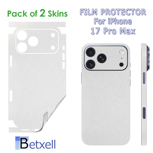 for iPhone 17 PRO MAX Skin Wrap 3M Film (2 Pack) Protective for Sides and Back (White Sparkle) - color: White Sparkle
