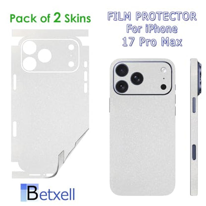 for iPhone 17 PRO MAX Skin Wrap 3M Film (2 Pack) Protective for Sides and Back (White Sparkle) - color: White Sparkle