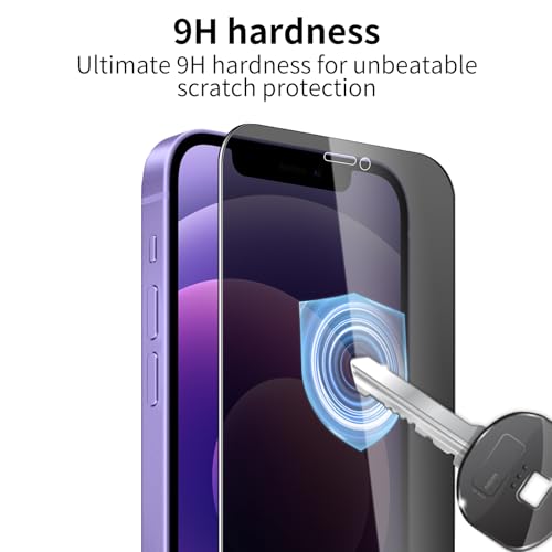 3 Pack Privacy Screen Protector foriPhone 12/12 Pro, 9H Hardness Double Shatterproof Anti-Spy Tempered Glass Film, Easy Installation, Case-Friendly - size: iPhone 12/12 Pro