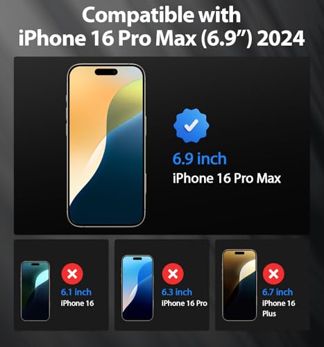 TECHO Privacy Screen Protector for iPhone 16 Pro Max Tempered Glass Film, Full Coverage Edge to Edge, Anti Spy Private, 9H Hardness, Easy Installation, 2 Pack, 6.9 Inch - size: iPhone 16 Pro Max (6.9 inch)