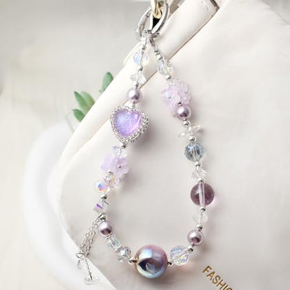 Beaded Phone Wrist Strap, Crystal Key chain Wristlet, Cute Purse Bag Charms - style: Style4