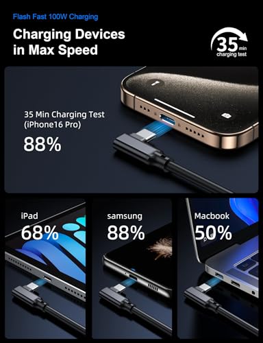 90 Degree Right Angle USB C Male to Female Extension Cable 10FT,Type C USB 3.1 Gen 2 10Gbps 5A 240W 4K Video Compatible with MacBook Pro,iPad Pro,Switch,Dell XPS,Surface Go,PSVR2/USB C Hub,iPhone 15 - size: 10FT