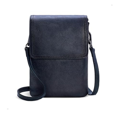 Iswee Rfid Blocking Small Crossbody Bag for Women Travel Classic Style | Genuine Leather,Adjustable Shoulder Strap,Fits 6.9" Phone,Anti-Theft Purse,Perfect for Daily Use and Weekend Travel - color: Navy Blue