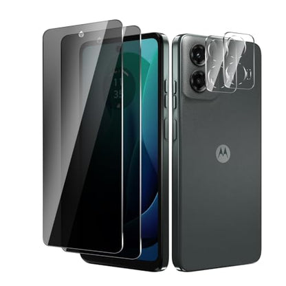 2 Pack For Moto G 5G 2024 Privacy Screen Protector + 2 Pack Camera Lens Protector, 9H Hardness Anti-Spy Tempered Glass, Scratch-Resistant (Moto G 5G 2024)