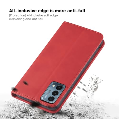 Asuwish Flip Wallet Phone Case for OnePlus Nord N200 5G with Screen Protector Magnetic Closure Folio Cover Credit Card Holder Slot Stand One Plus N 200 G5 1 Plus 200N 1plus One+ 1+ N2005G 2021 Red - color: Red