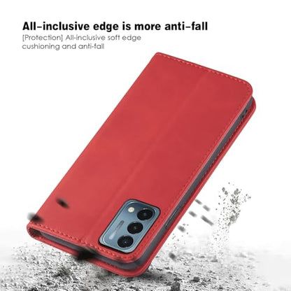Asuwish Flip Wallet Phone Case for OnePlus Nord N200 5G with Screen Protector Magnetic Closure Folio Cover Credit Card Holder Slot Stand One Plus N 200 G5 1 Plus 200N 1plus One+ 1+ N2005G 2021 Red - color: Red