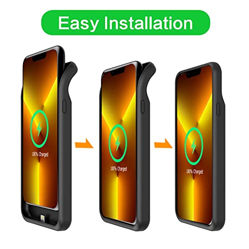 iPhone 13 Pro 10000mAh Rechargeable Portable Battery Case with Wireless Charging, Compatible for iPhone 13 Pro (6.1 inch), Black, Carplay Extended Battery Pack Charger Case - size: iPhone 13 Pro